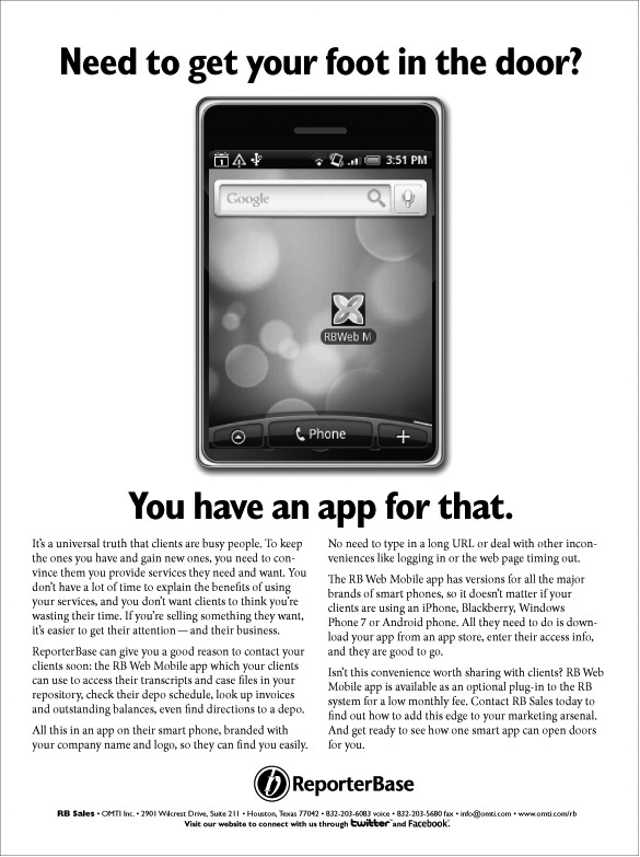 March 2011 ReporterBase ad 