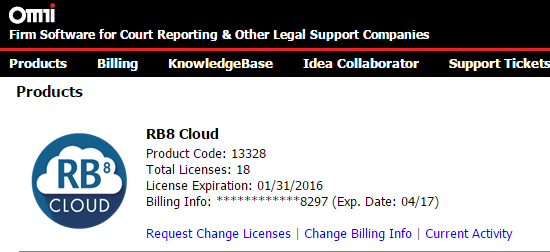 Customer Portal-RB8 Cloud CALs