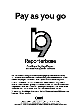 September 2019 ReporterBase ad in the Journal of Court Reporting