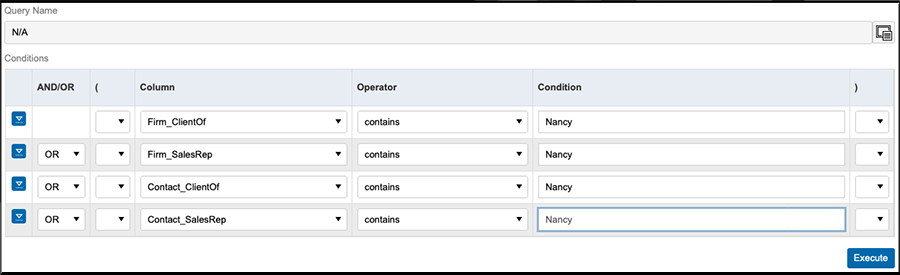 Query Maker all conditions